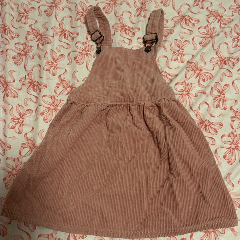Zara Pink Corduroy Pinafore Dress
